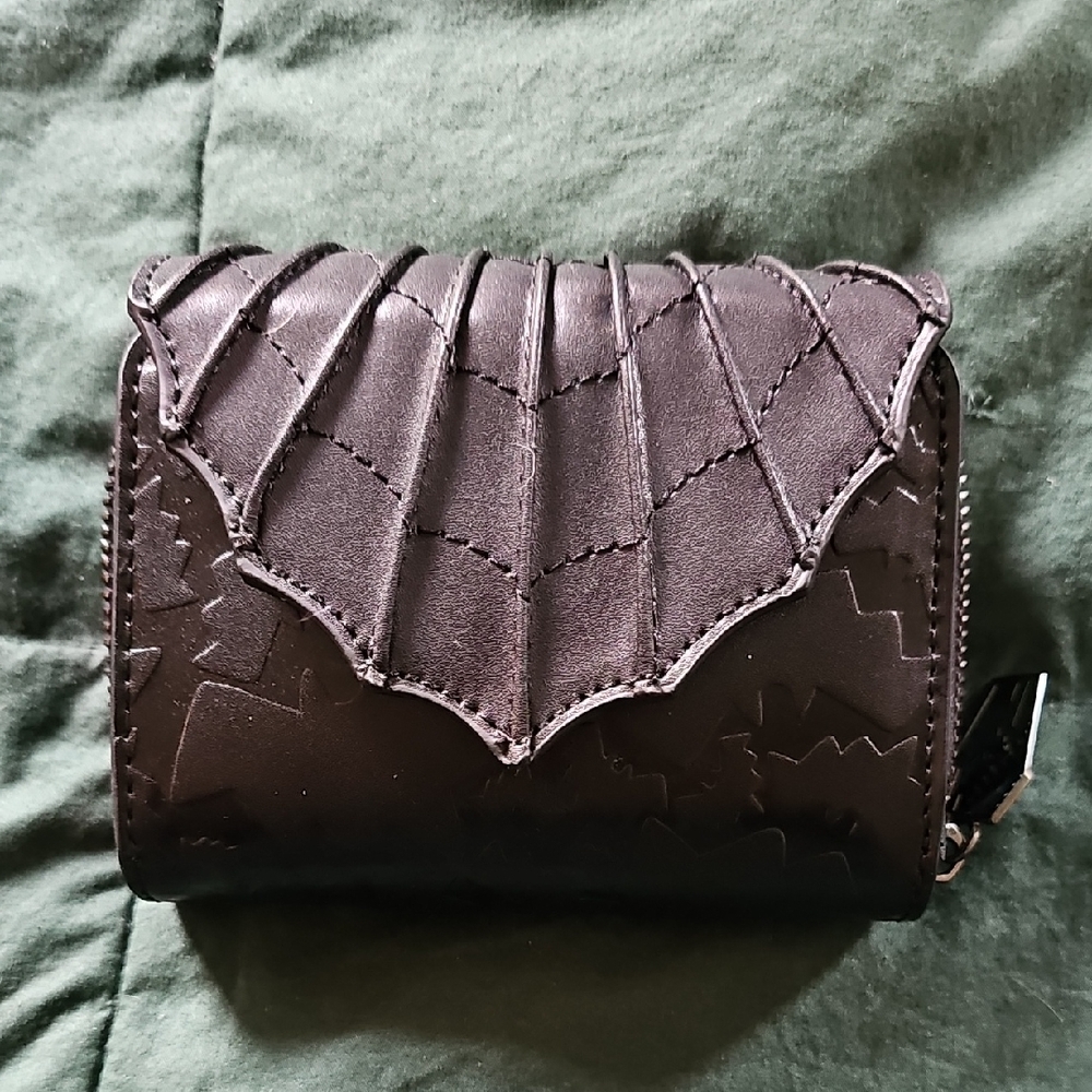 Black Leather Mini Bat Wallet Womens Wallet